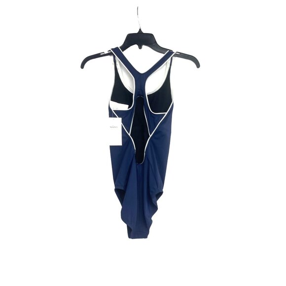 Nike Womens Racerback Swimsuit One-Piece Size Medium Navy Blue With White Trim - Picture 7 of 10